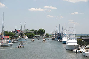 Boats docked in Mt Pleasant, SC